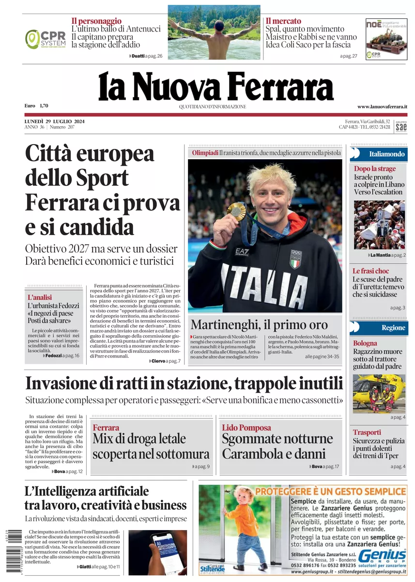 Prima-pagina-nuova ferrara-oggi-edizione-del-2024-07-29